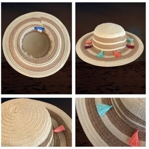 Striped Island Beach Multi-colored Paper Sunny Straw Hat